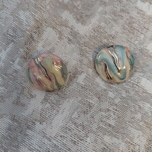 Pastel Swirl Button Earrings
